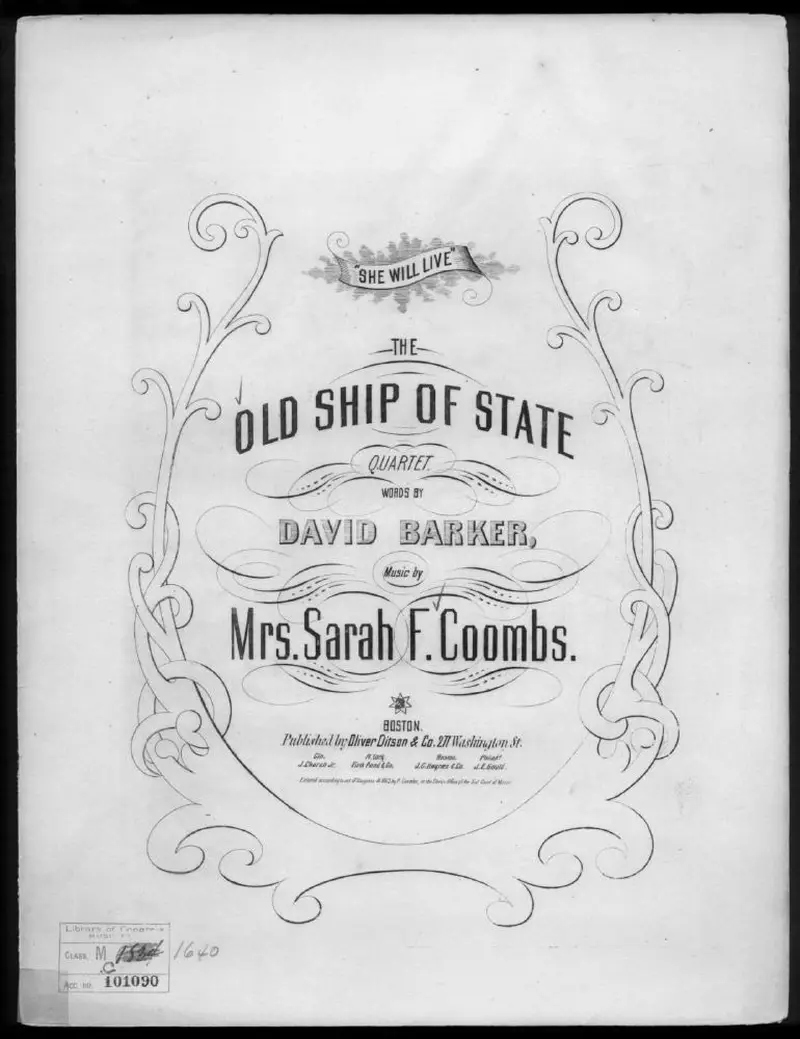 Первая страница нот «The Old ship of state»