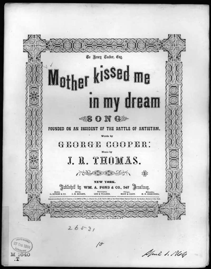 Первая страница нот «Mother kissed me my dream»