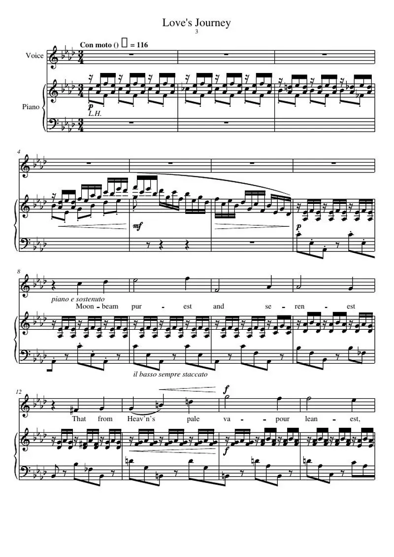 Первая страница нот «Love's Journey»