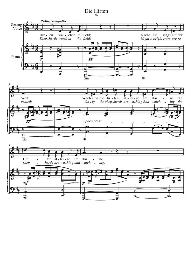 Первая страница нот «Die Hirten (Weihnachtslieder, соч.8)»