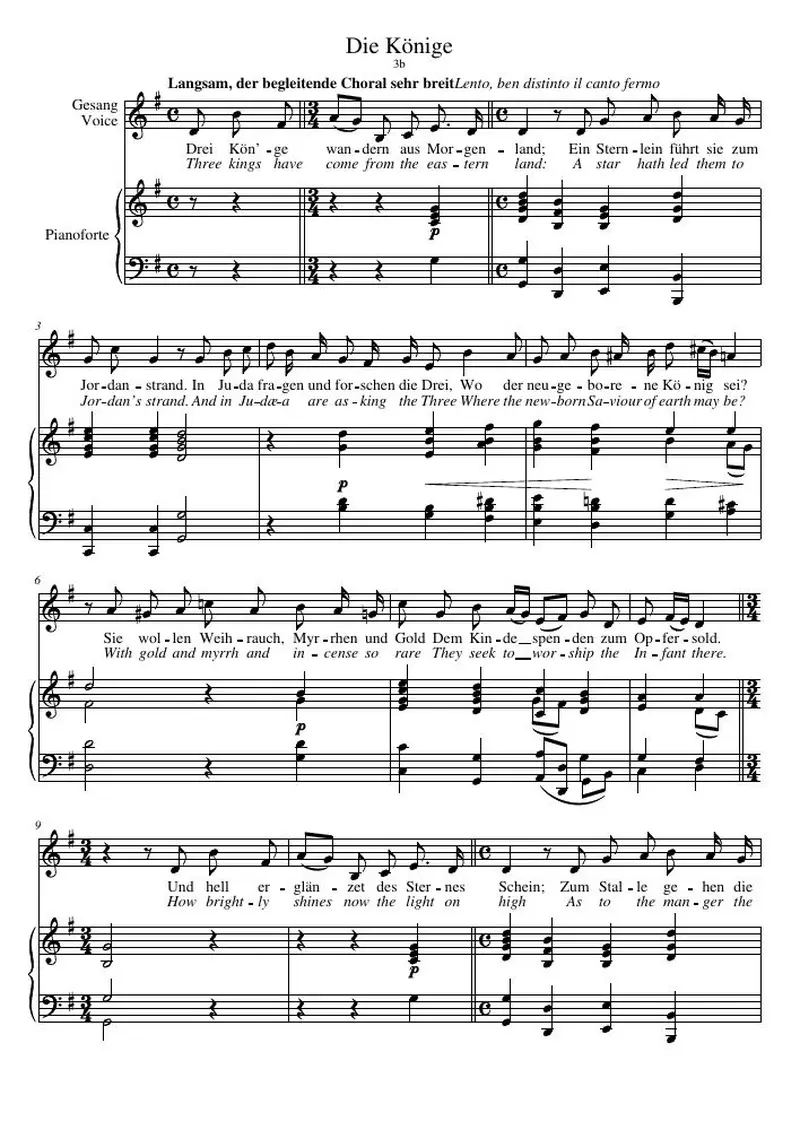 Первая страница нот «Die Könige (Weihnachtslieder, соч.8)»