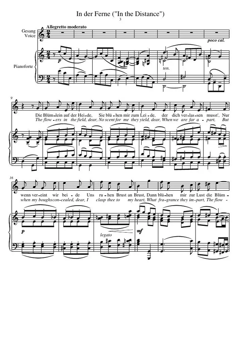 Первая страница нот «In der Ferne ("In the Distance")»