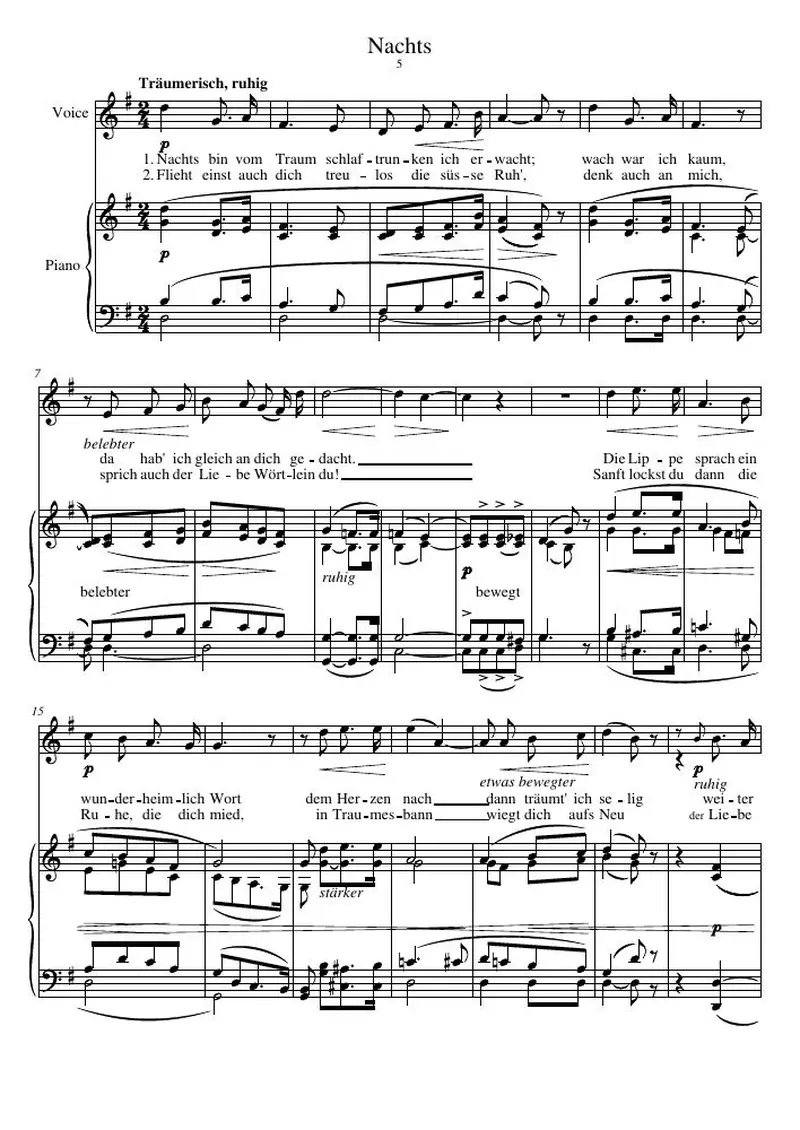 Первая страница нот «Nachts»
