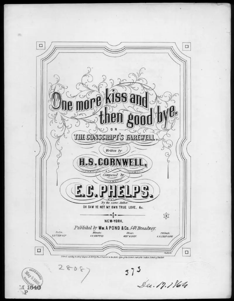 Первая страница нот «One more kiss and then good bye, conscript's farewell»