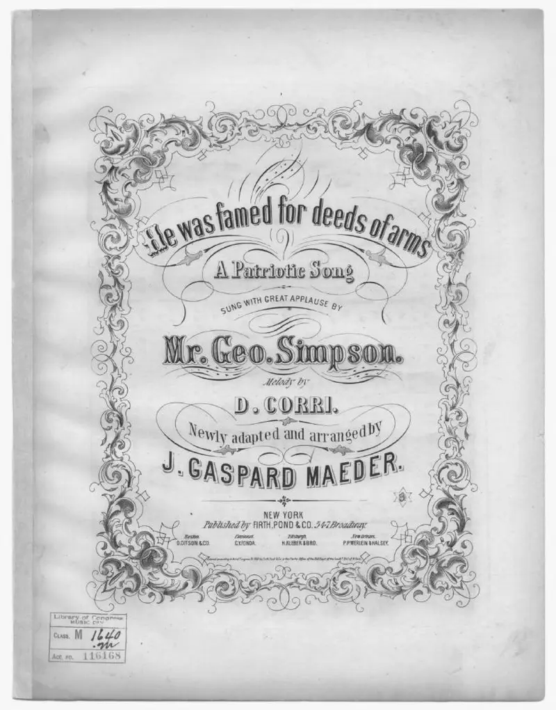 Первая страница нот «He was famed for deeds of arms»