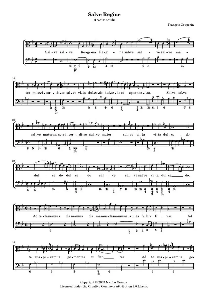 Первая страница нот «Salve Regina»