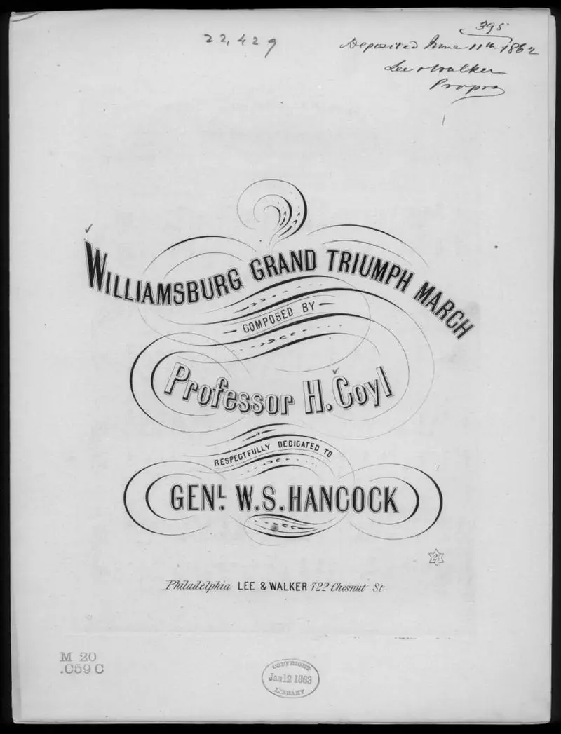 Первая страница нот «Williamsburg grand triumph Марш»