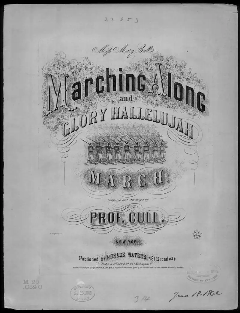 Первая страница нот «Маршing along and glory hallelujah, Марш»