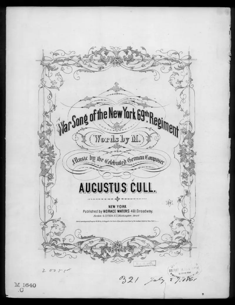 Первая страница нот «War Песня of the 69th regiment»