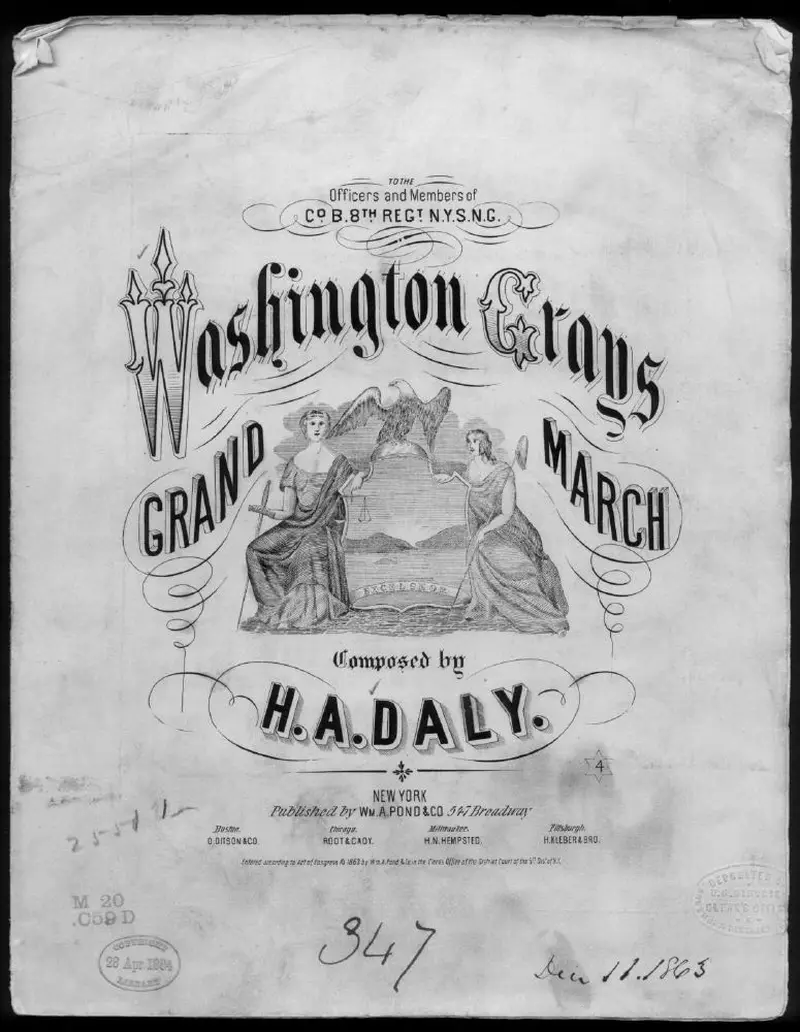 Первая страница нот «Washington greys grand Марш»