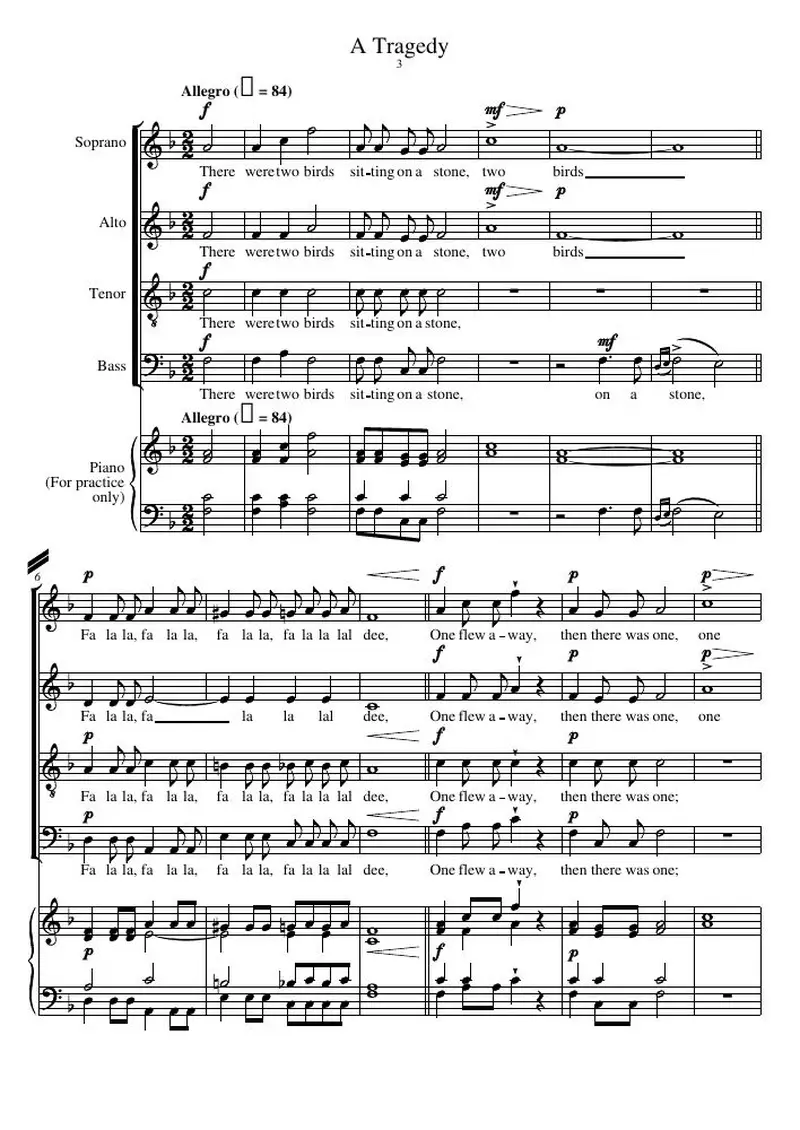 Первая страница нот «A Tragedy»