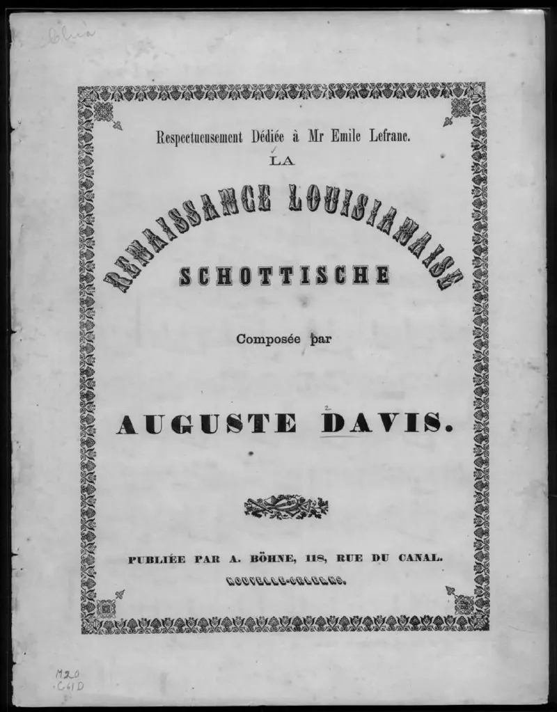 Первая страница нот «La renaissance Louisianaise, schottisch»
