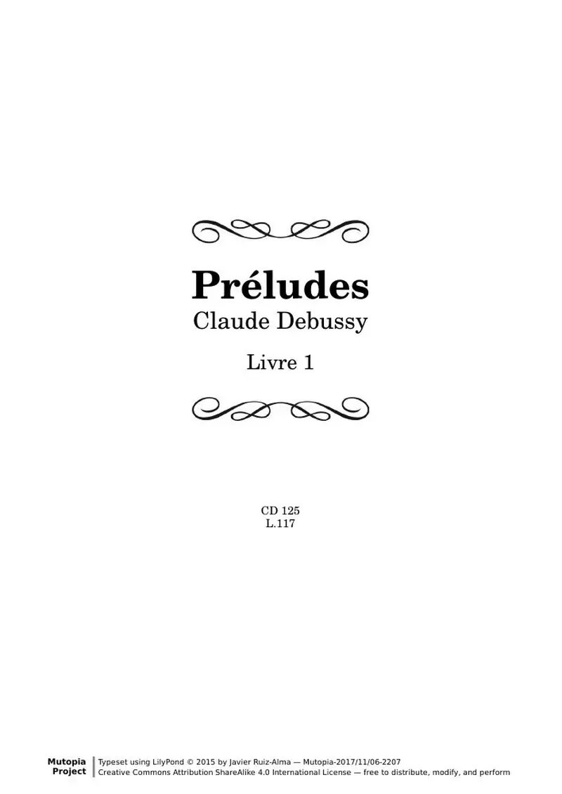 Первая страница нот «Debussy Прелюдияs, Book 1»
