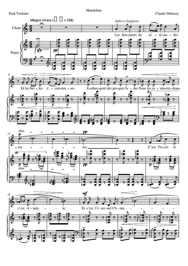 Первая страница нот «Mandoline»