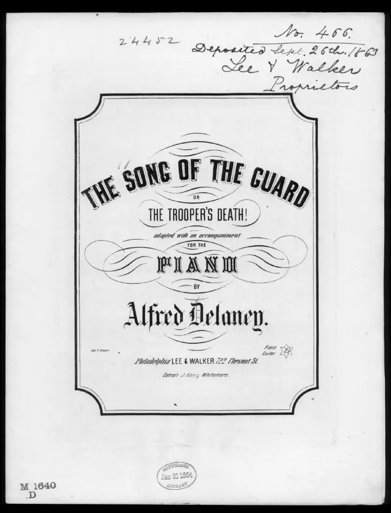 Первая страница нот «The Песня of the guard, or The Trooper's death»