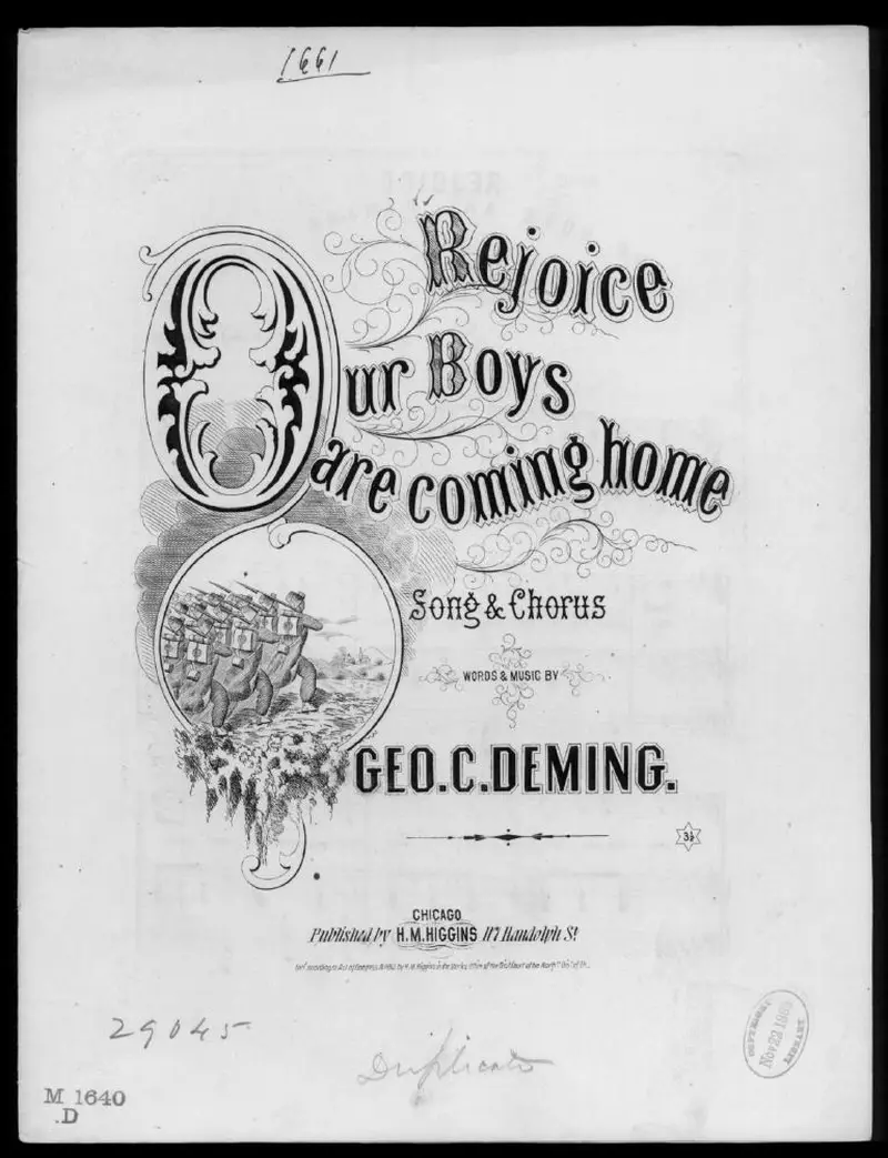 Первая страница нот «Rejoice, our boys are coming home»