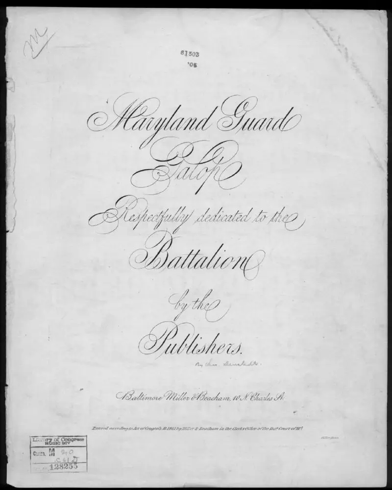 Первая страница нот «Maryland guard galop»