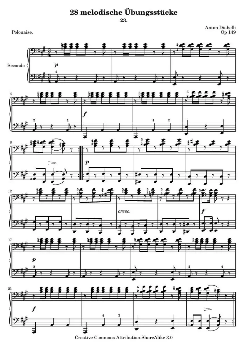 Первая страница нот «28 melodische Übungsstücke (№ 23)»