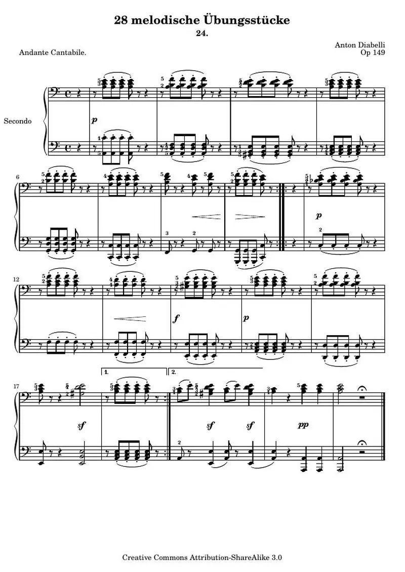 Первая страница нот «28 melodische Übungsstücke (№ 24)»