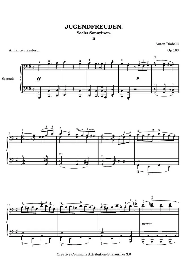 Первая страница нот «Jugendfreuden - Sechs Сонатинаn»