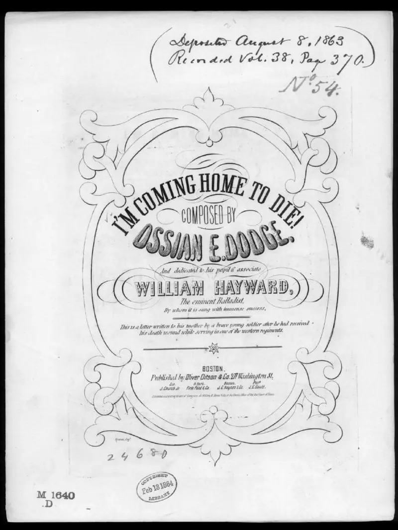 Первая страница нот «I'm coming home to die»