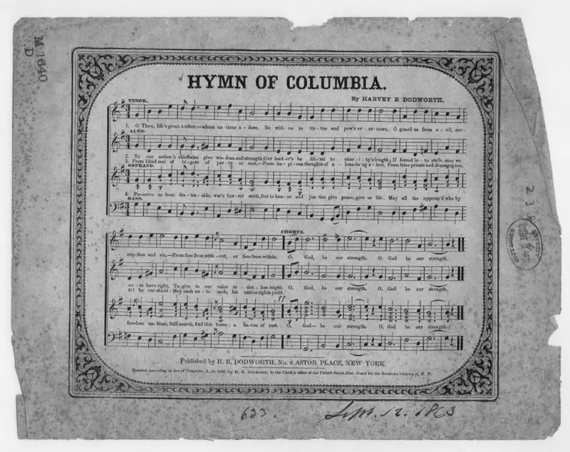 Первая страница нот «Hymn of Columbia»