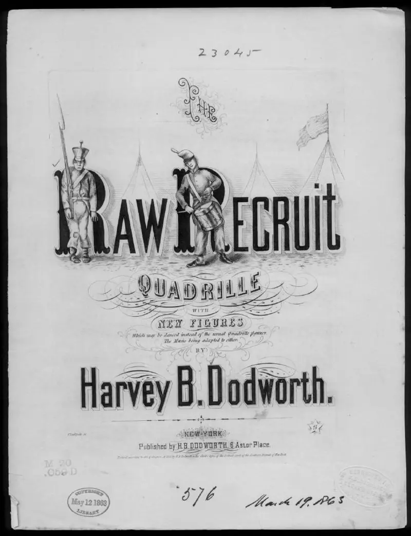Первая страница нот «Raw recruit, quadrille»