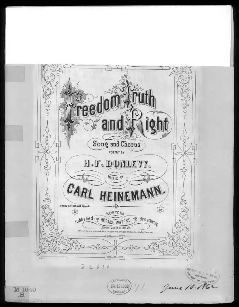 Первая страница нот «Freedom truth and right»