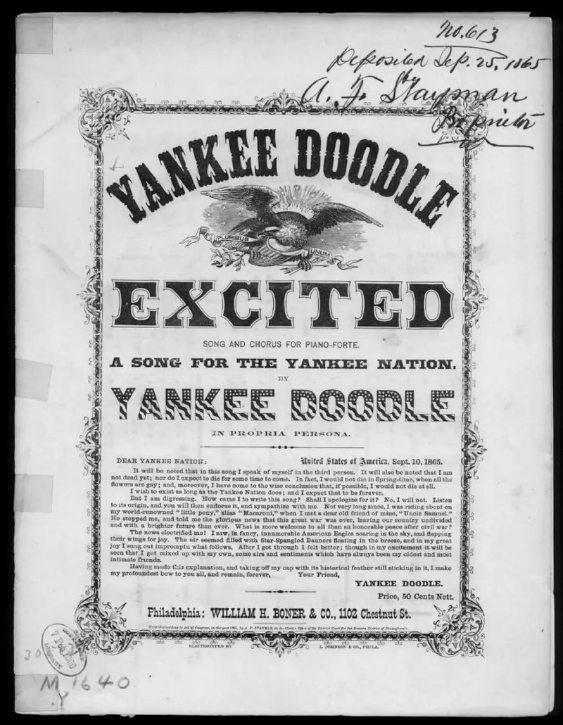 Первая страница нот «Yankee doodle excited, a national medley»