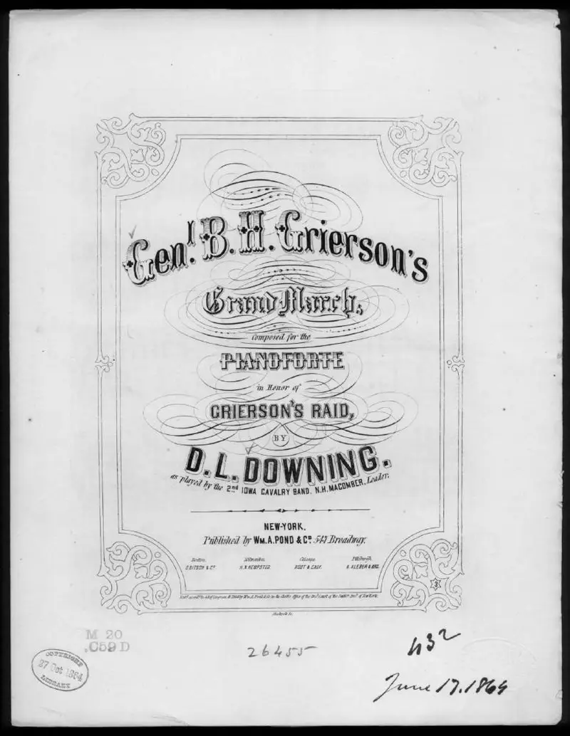 Первая страница нот «Genl. B. H. Grierson's grand Марш»