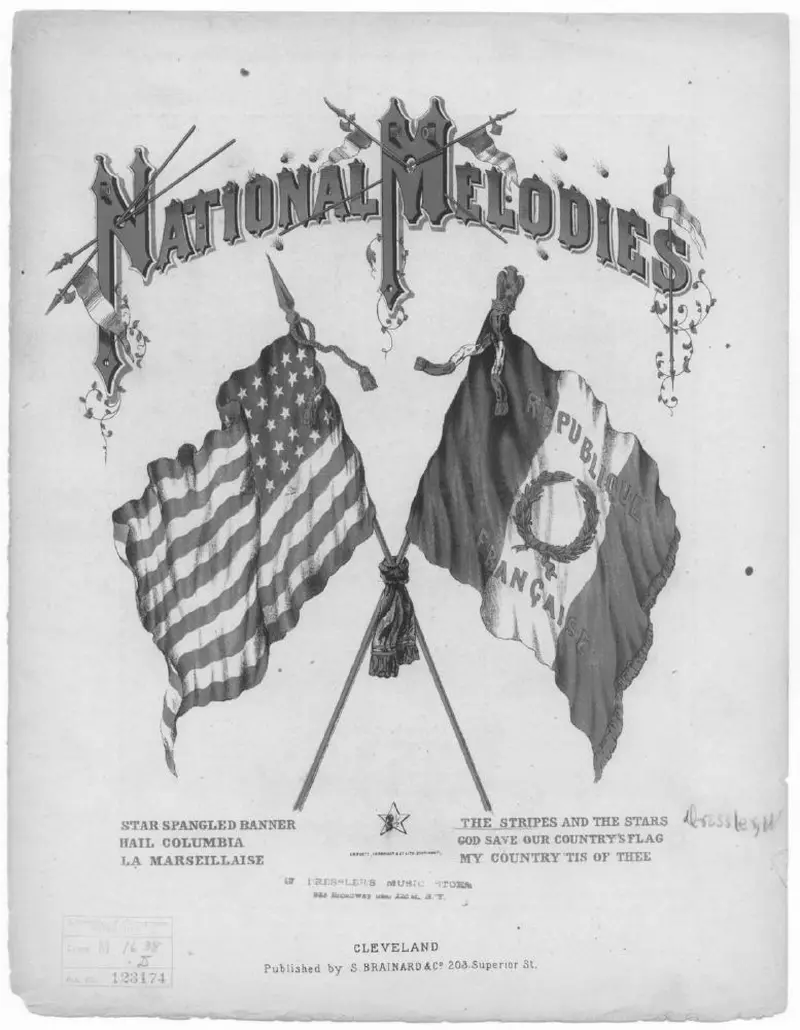 Первая страница нот «The stripes and the stars, new version of the Мелодия of the star spangled banner»