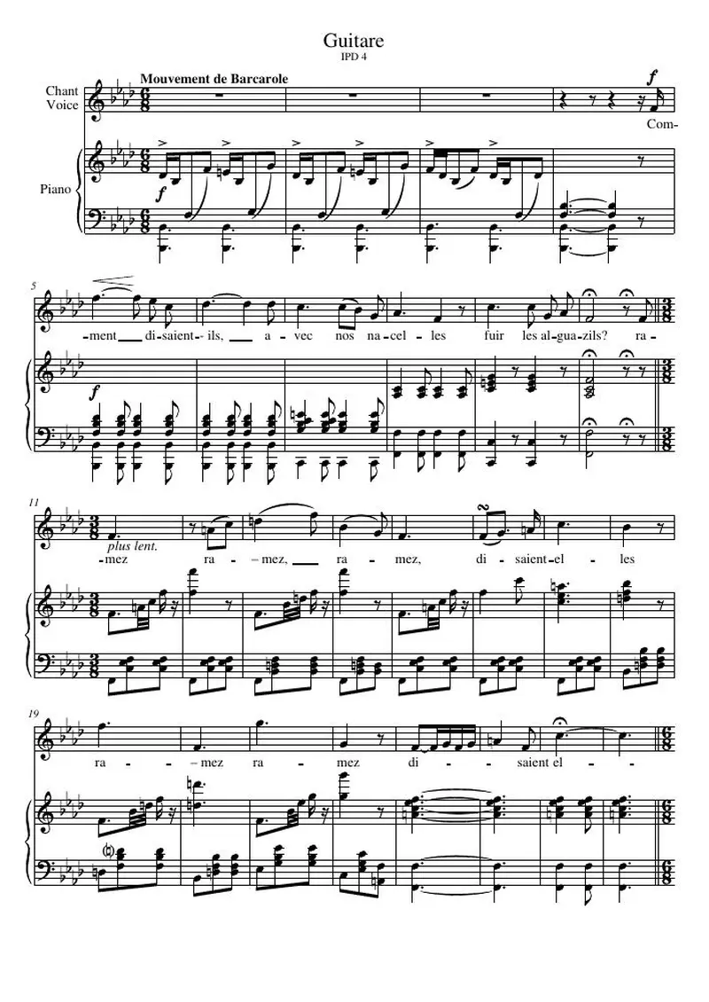 Первая страница нот «Guitare»