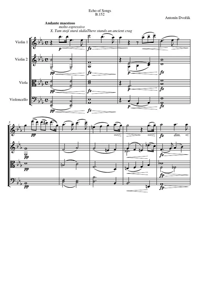 Первая страница нот «Echo of Songs, B.152, № 10»
