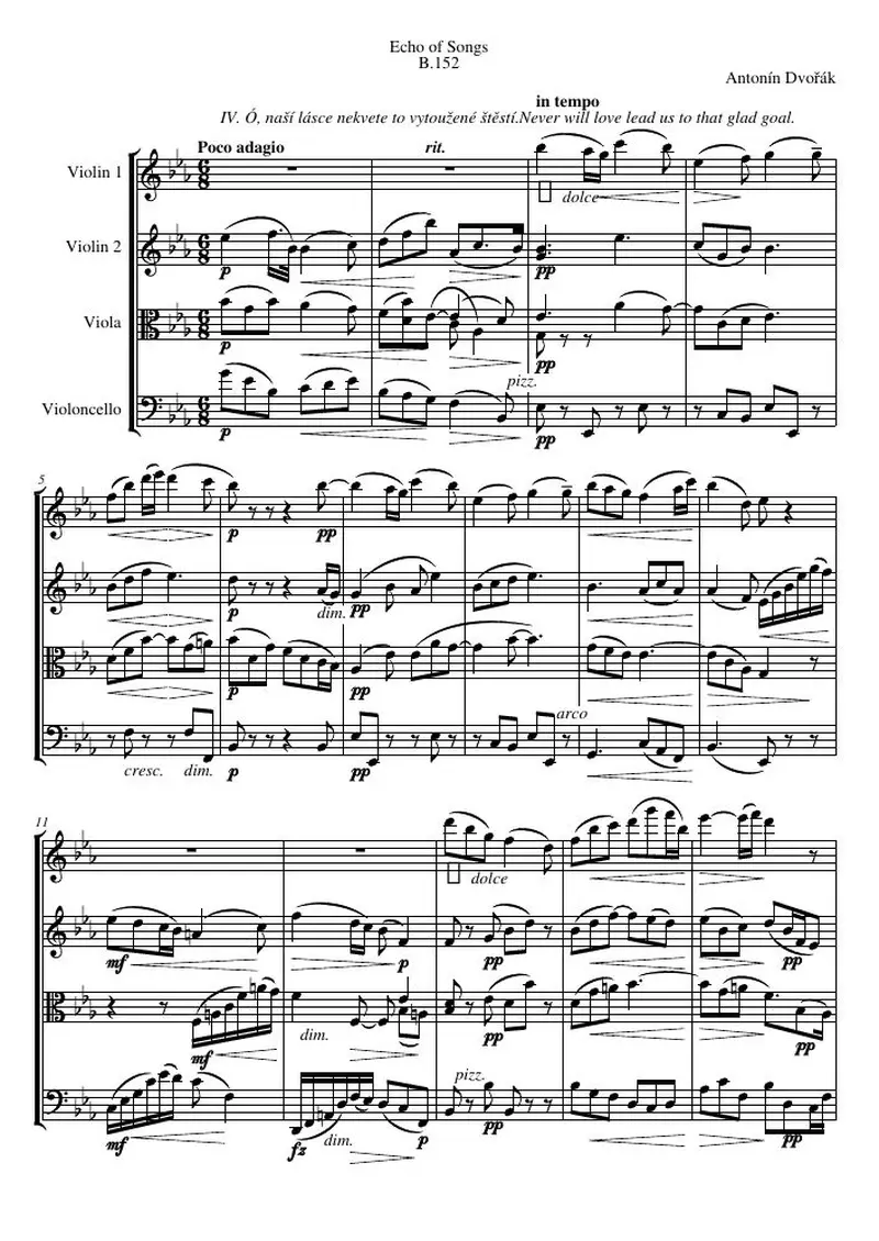 Первая страница нот «Echo of Songs, B.152, № 4»