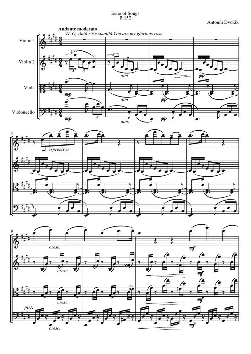 Первая страница нот «Echo of Songs, B.152, № 6»