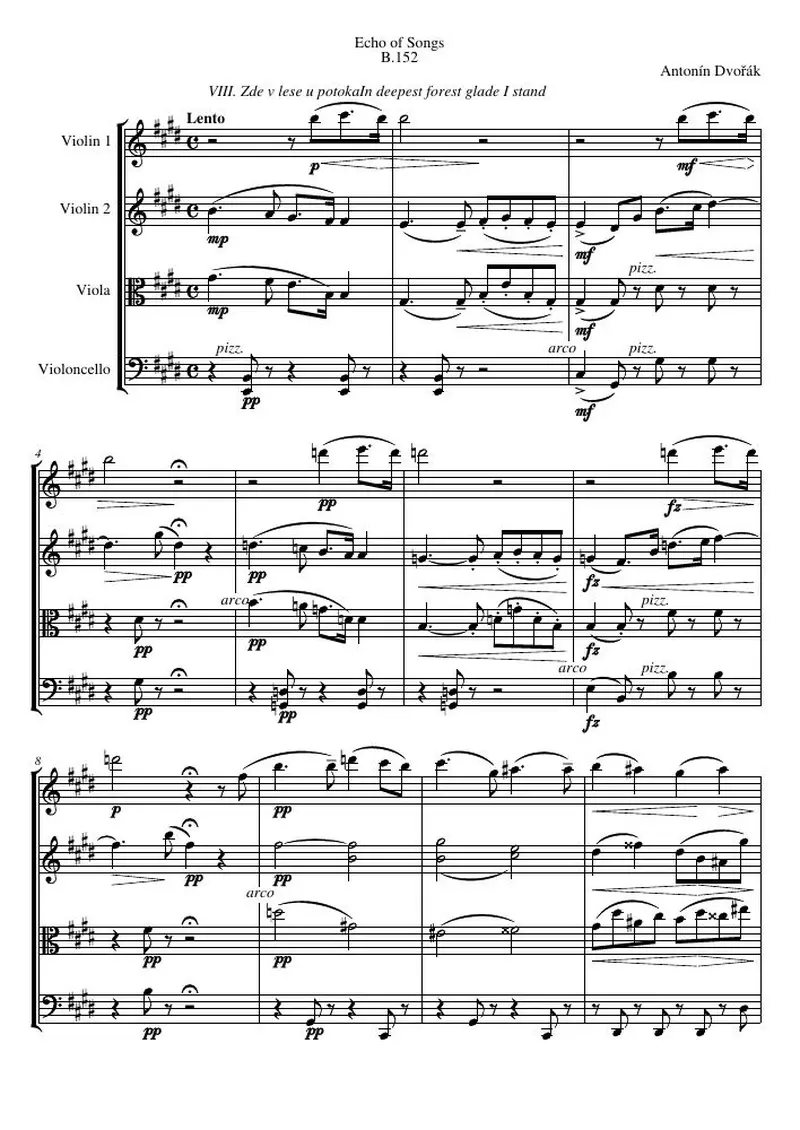 Первая страница нот «Echo of Songs, B.152, № 8»