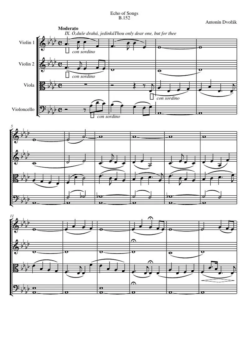 Первая страница нот «Echo of Songs, B.152, № 9»