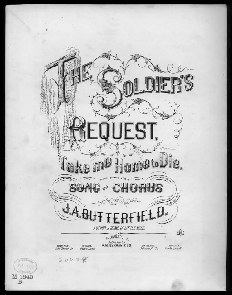Первая страница нот «The Soldier's request, or Take me home to die»