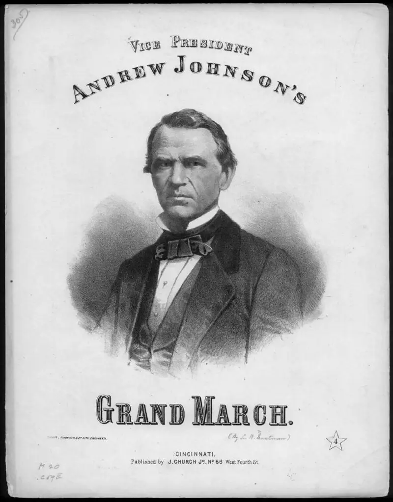 Первая страница нот «Vice President Andrew Johnson's grand Марш»