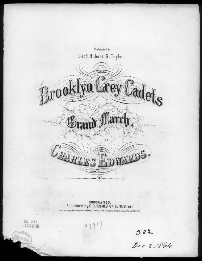 Первая страница нот «Brooklyn grey cadets, grand Марш»