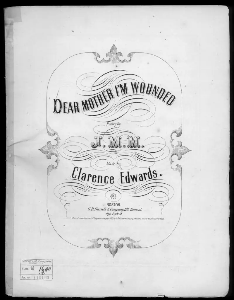 Первая страница нот «Dear mother I'm wounded»