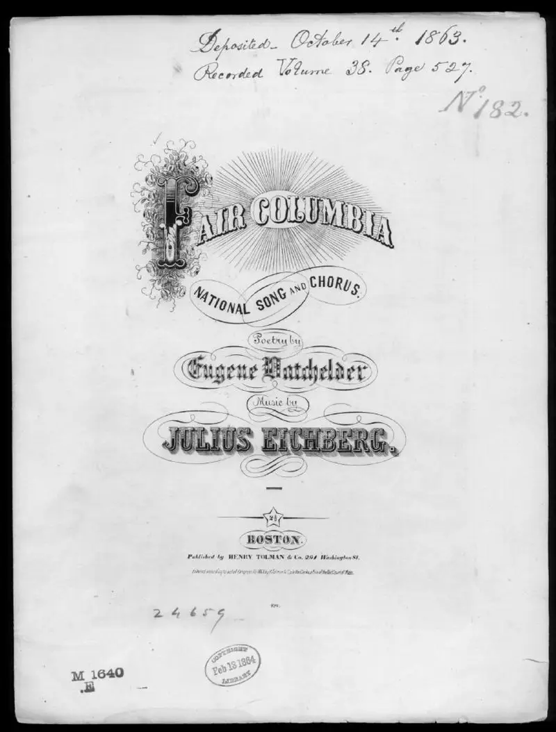 Первая страница нот «Fair Columbia»