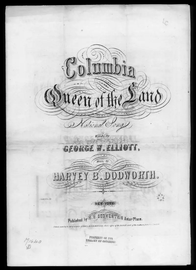 Первая страница нот «Columbia, queen of the land»