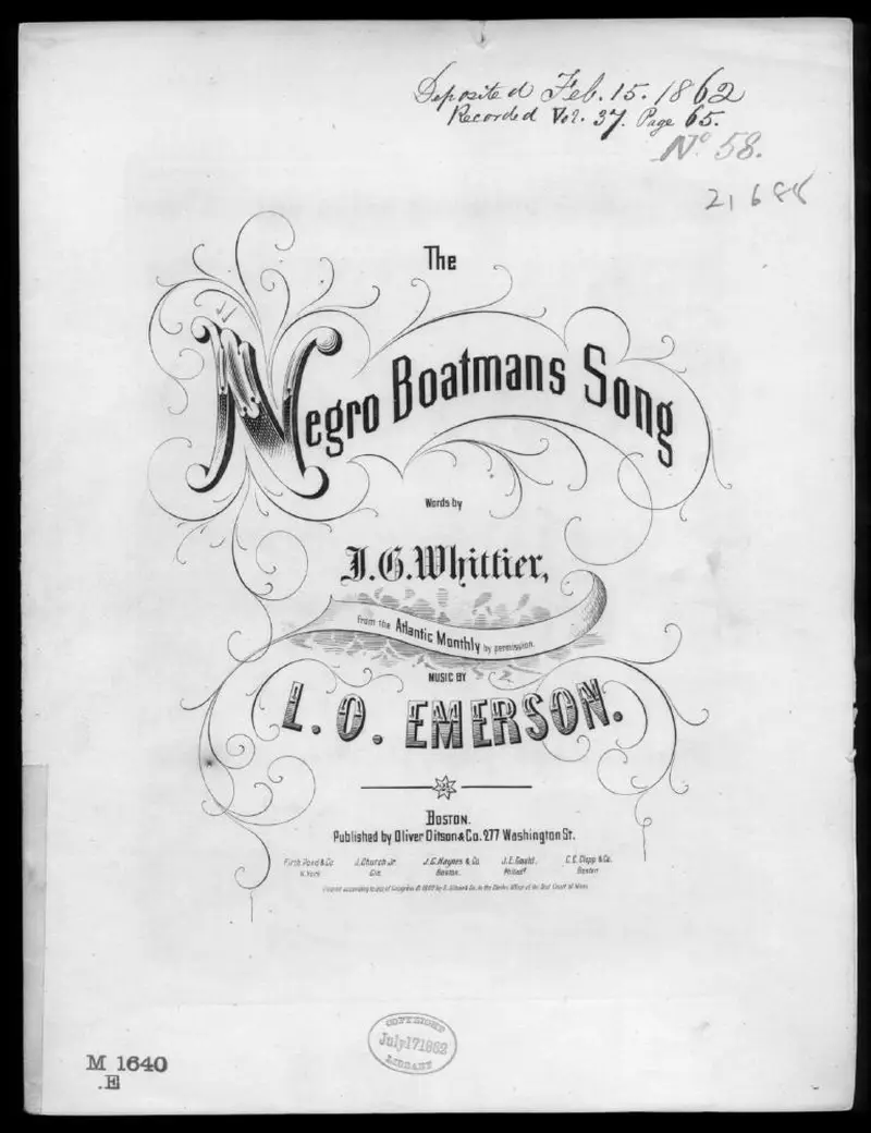 Первая страница нот «The Negro boatmans Песня»