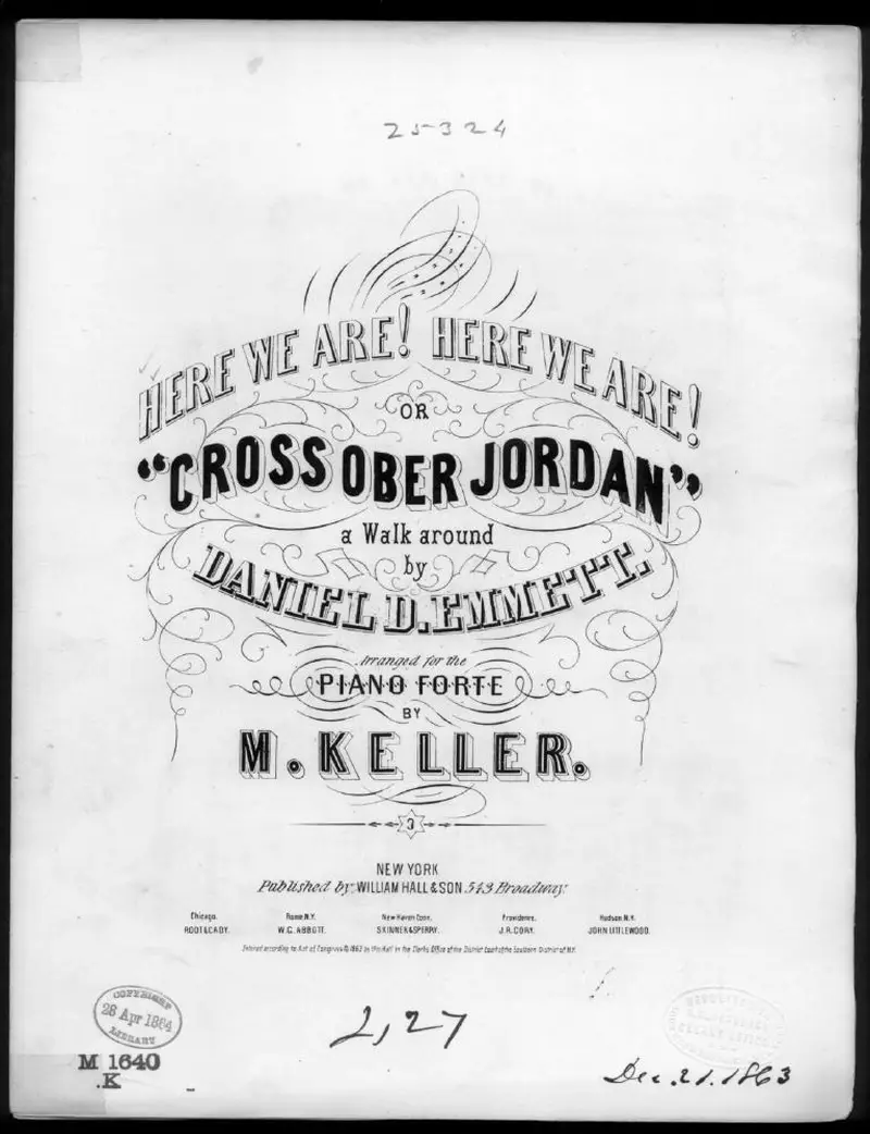 Первая страница нот «Here we are, here we are!, or Cross ober Jordan»