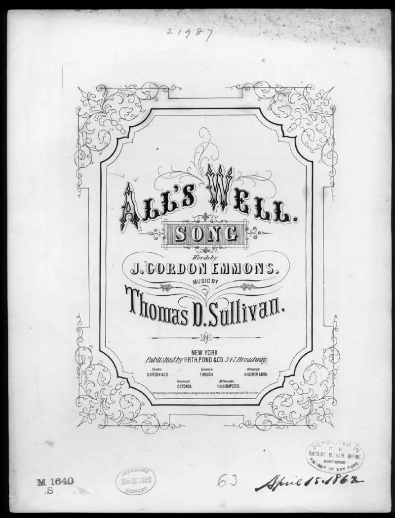 Первая страница нот «All's well»