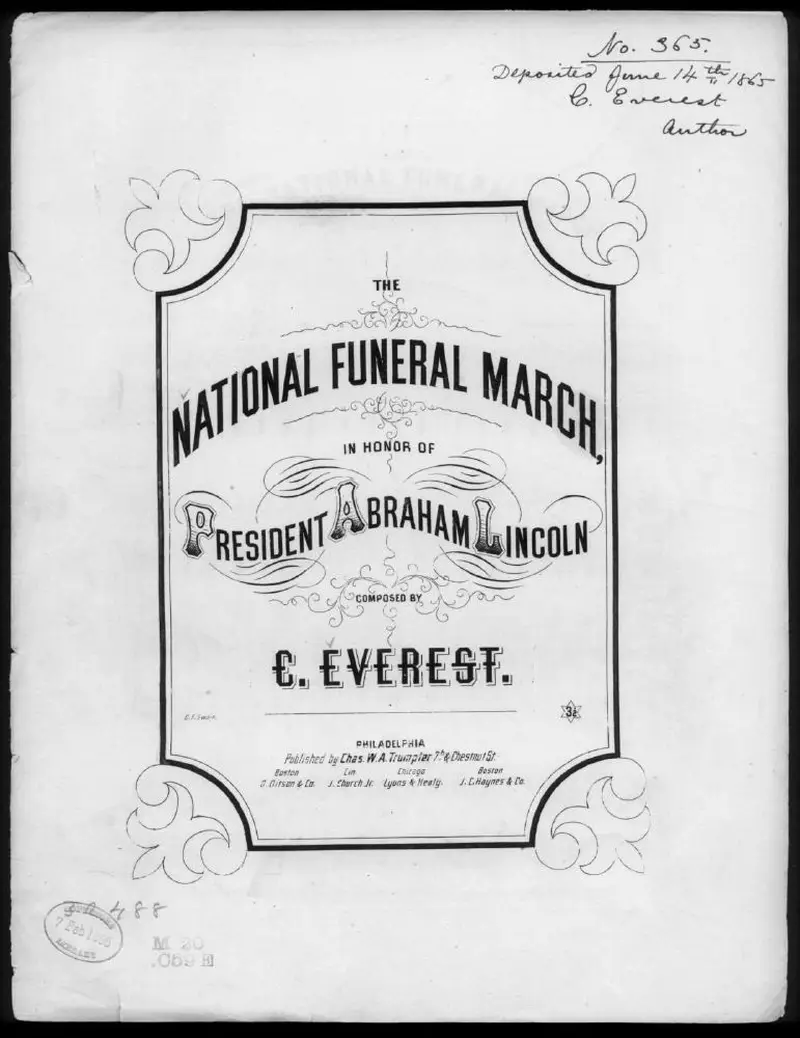 Первая страница нот «The National funeral Марш, honor of President Abraham Lincoln»