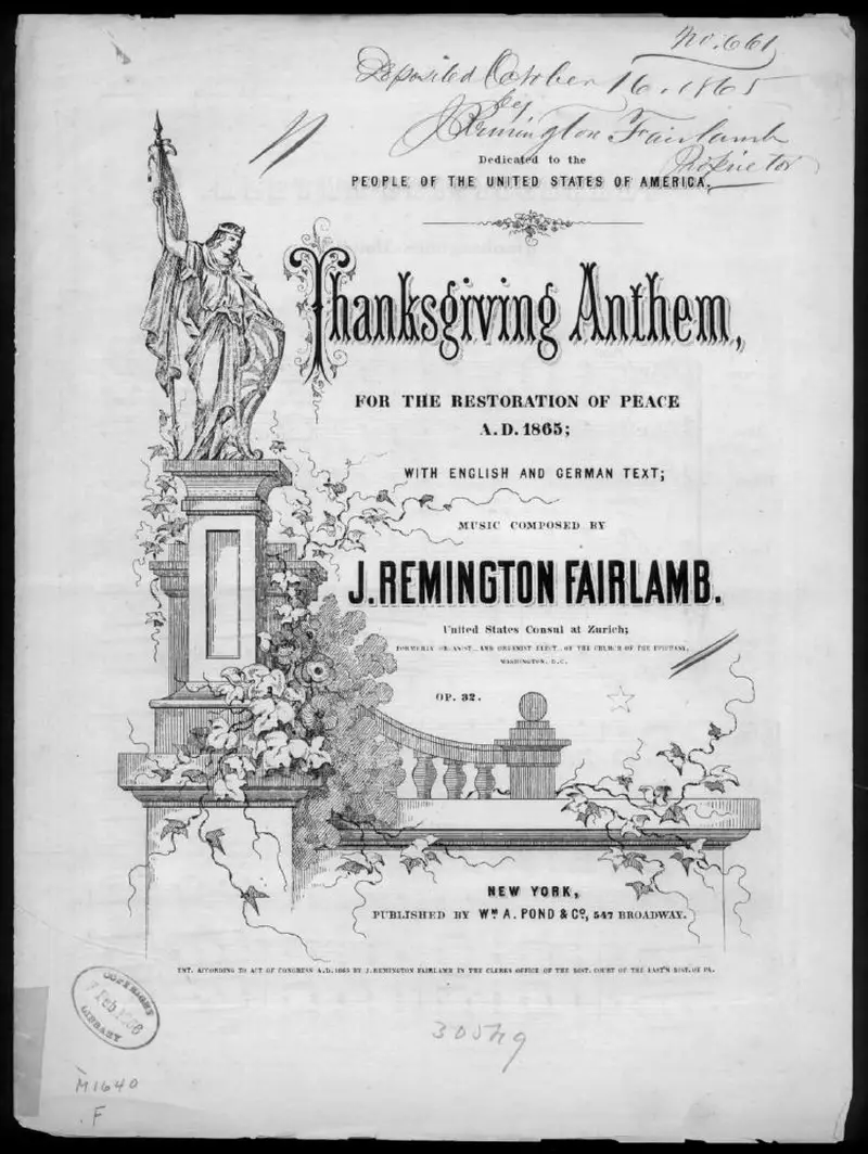 Первая страница нот «Thanksgiving anthem»