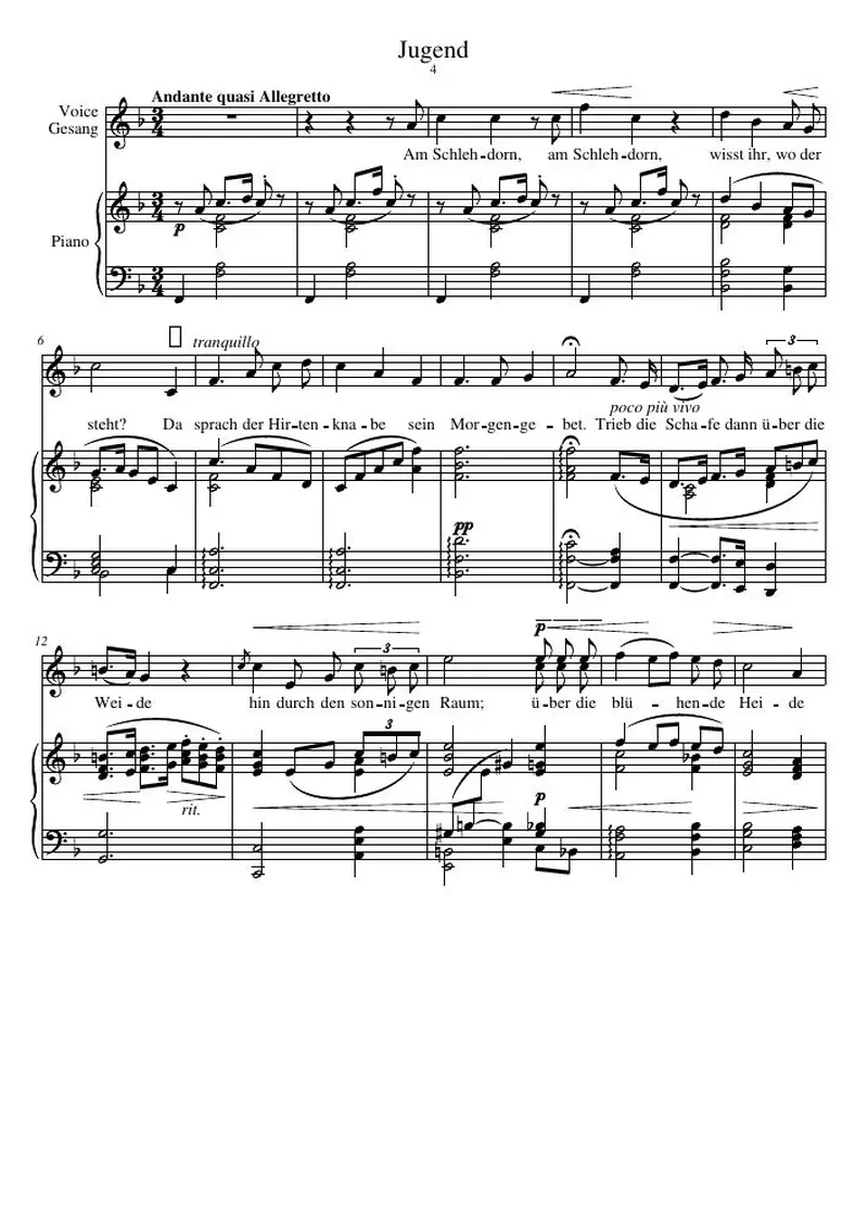 Первая страница нот «Jugend»