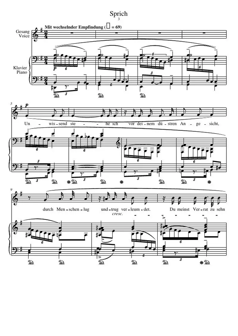 Первая страница нот «Sprich»